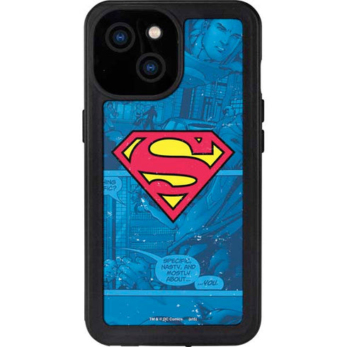 DC Comics Superman Logo Background Pattern iPhone 15 Waterproof Case